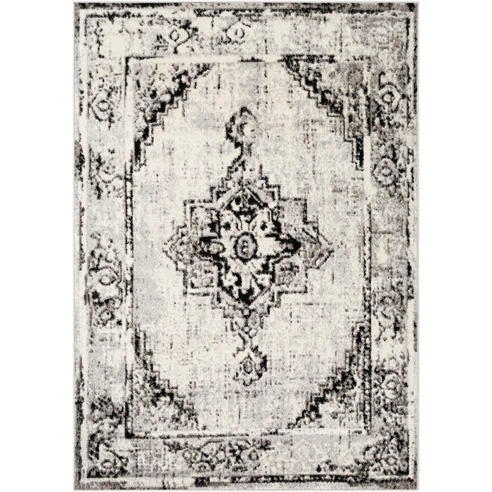 Pisa Vintage Black Grey OffWhite Traditional Boho Living Dining Bedroom Rug PSS2314