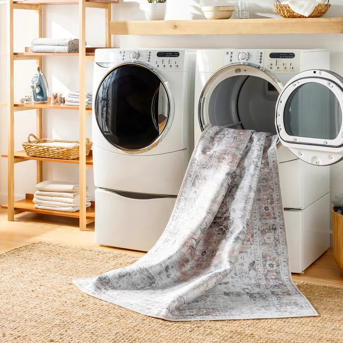 Capucine Machine Washable Modern Boho Grey Area Rug THI2702