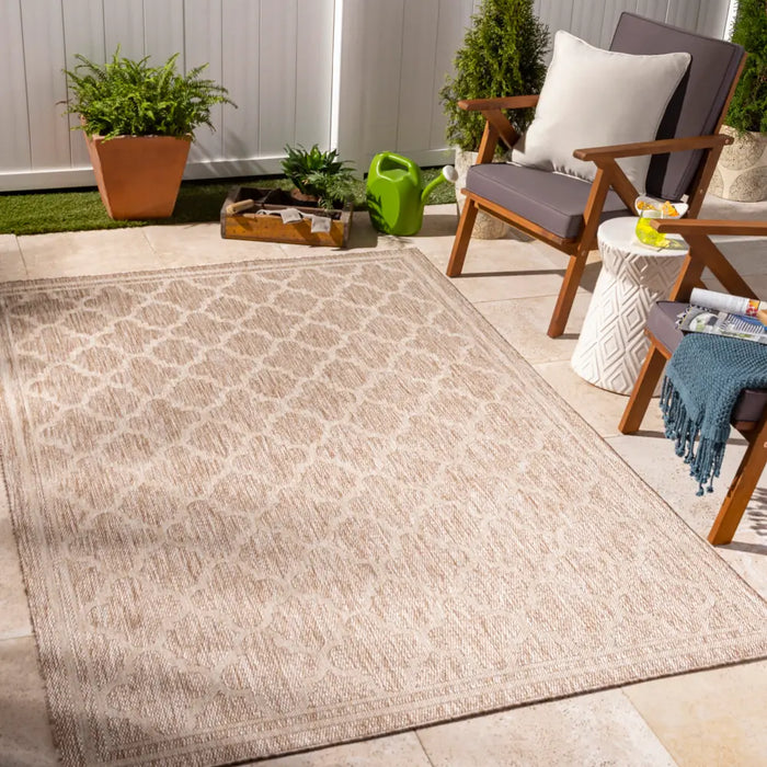 Tuareg Vintage Beige Ivory Traditional Boho In & Outdoor JuteLook Rug TRG2373