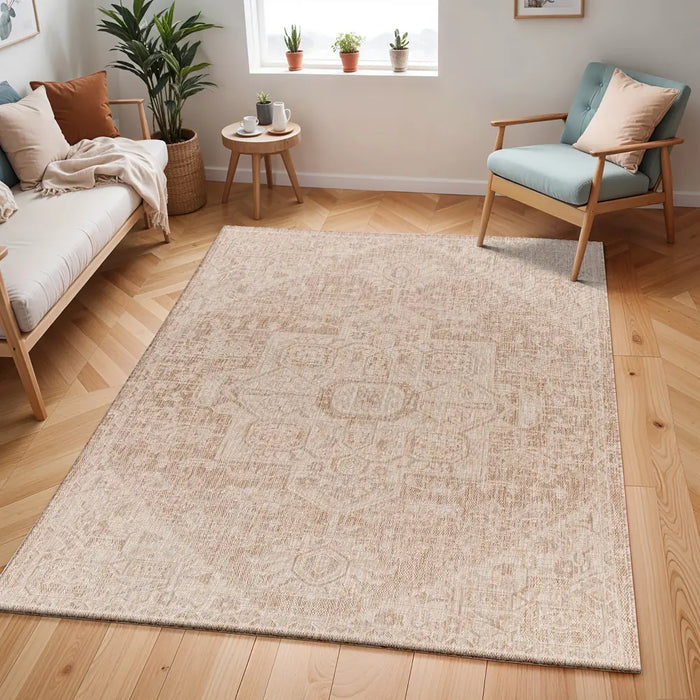 Tuareg Vintage Beige Ivory Traditional Boho In & Outdoor JuteLook Rug TRG2392