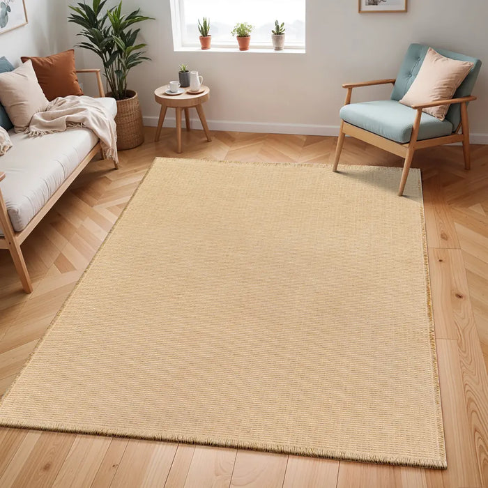 Kimi Becki Owens X Livabliss Solid And Border Camel Jute Area BOKM2301