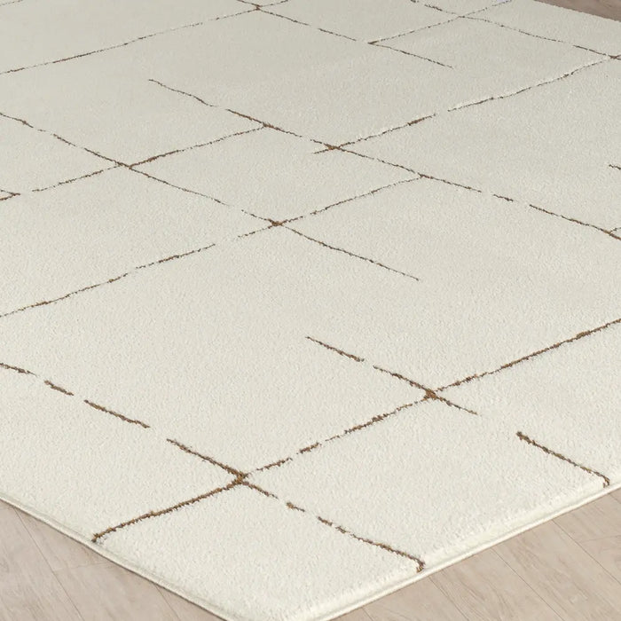 Ava Scandi Modern High Pile Ivory/Brown Area FEU2310