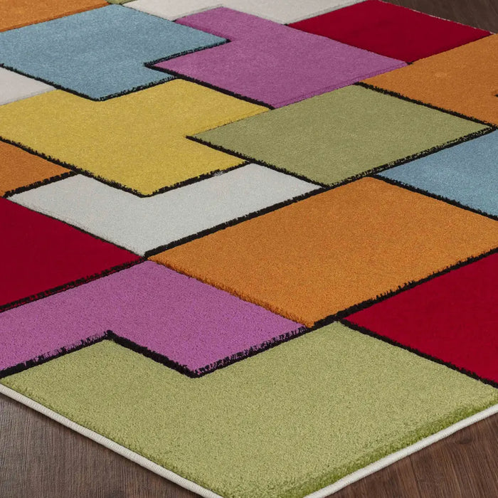 Limburg Geometric Pink Blue Green Red Graphic Living Dining Bedroom Rug LBU2314