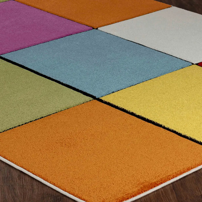 Limburg Geometric Orange Yellow Green Blue Graphic Living Dining Bedroom Rug LBU2323