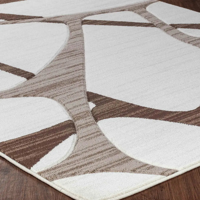 Limburg Modern Brown Beige White Graphic Living Dining Bedroom Rug LBU2325
