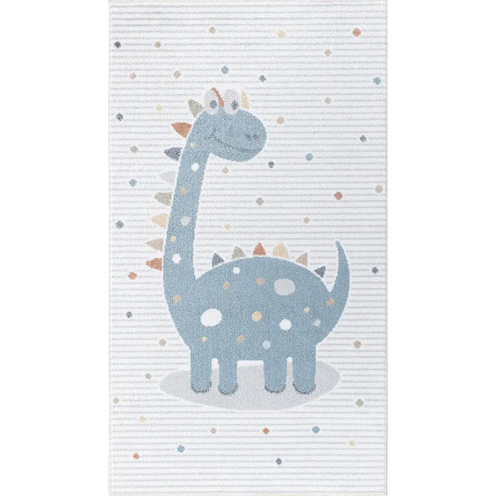 Dino Kids Machine Washable Beige/Grey Bedroom Area LLL2346