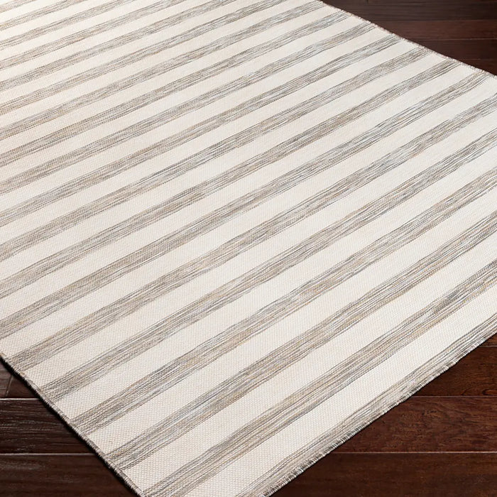 Pasadena Cottage Brown Grey Ivory Striped In & Outdoor Rug PSA2381