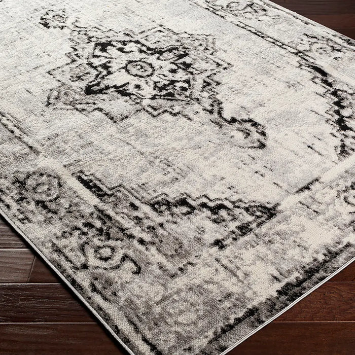 Pisa Vintage Black Grey OffWhite Traditional Boho Living Dining Bedroom Rug PSS2314