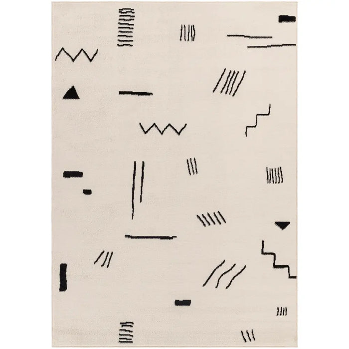 Pisa Modern OffWhite Black Living Dining Bedroom Rug PSS2356
