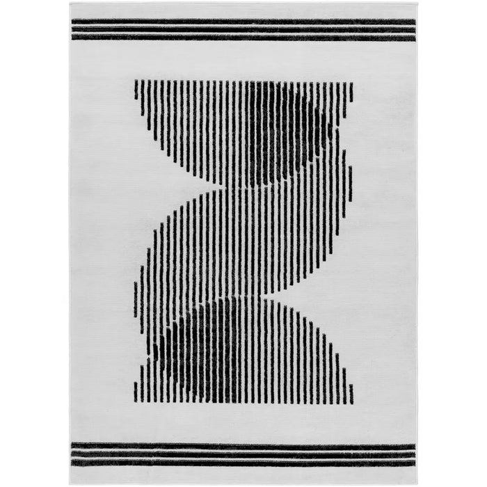 Pisa Modern Black OffWhite Grey Graphic Living Dining Bedroom Rug PSS2364
