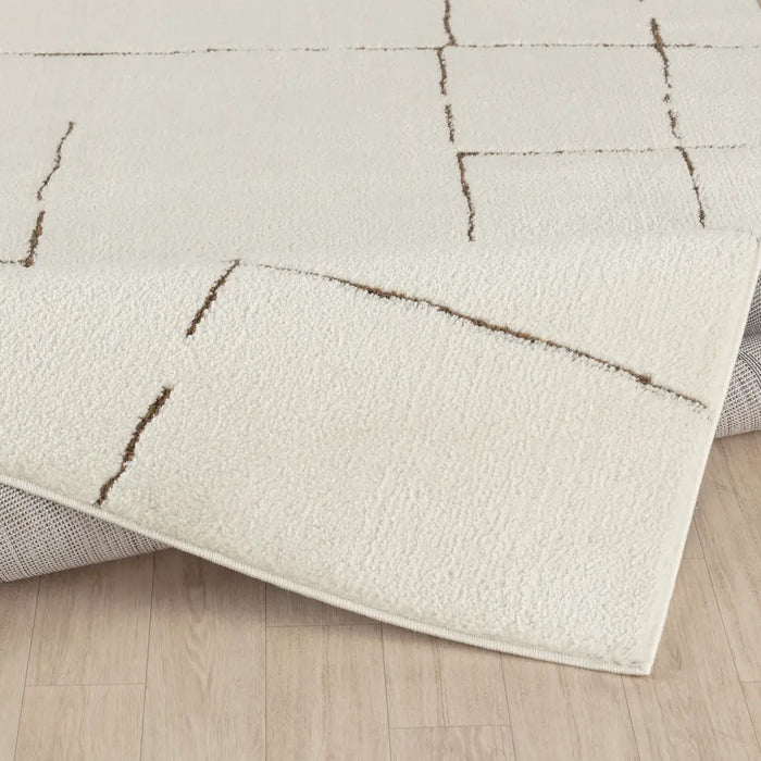 Ava Scandi Modern High Pile Ivory/Brown Area FEU2310
