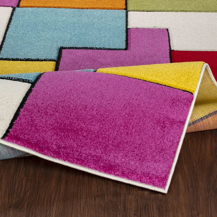 Limburg Geometric Pink Blue Green Red Graphic Living Dining Bedroom Rug LBU2314