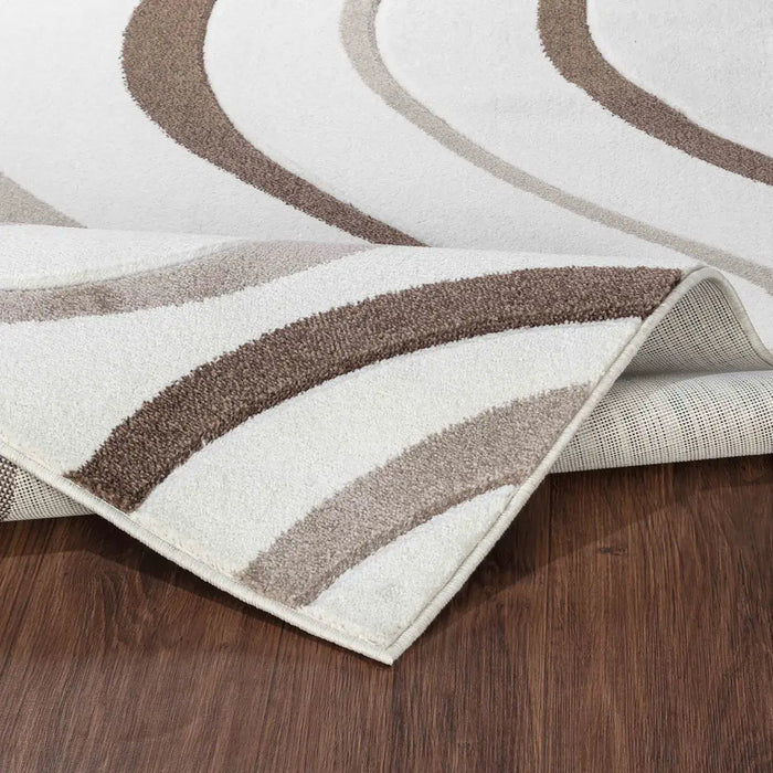 Limburg Modern Brown White Graphic Living Dining Bedroom Rug LBU2319