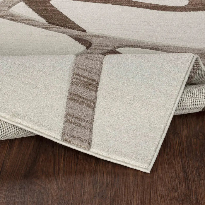 Limburg Modern Brown Beige White Graphic Living Dining Bedroom Rug LBU2325