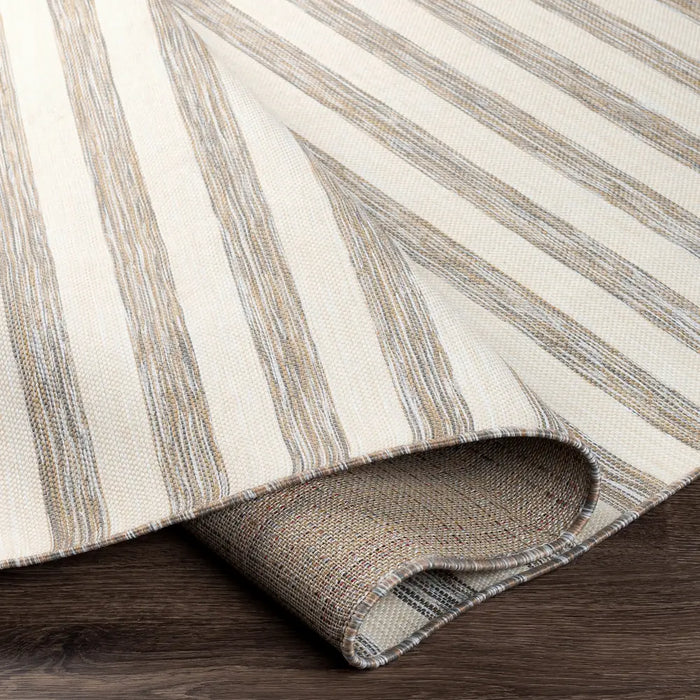 Pasadena Cottage Brown Grey Ivory Striped In & Outdoor Rug PSA2381