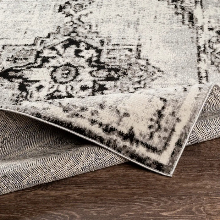 Pisa Vintage Black Grey OffWhite Traditional Boho Living Dining Bedroom Rug PSS2314