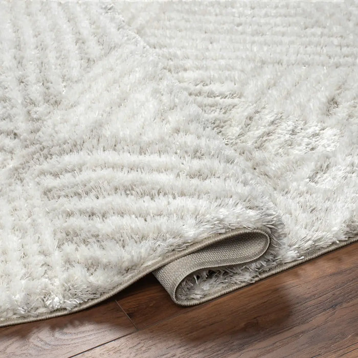 Allie Shaggy Geometric Plush Pile Beige Rug CDG2319