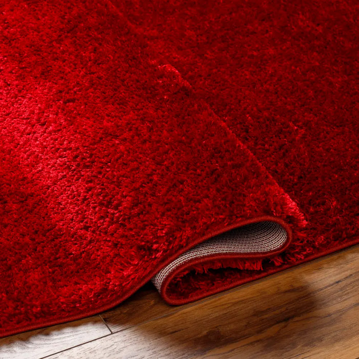 Claire Shaggy Solid Color Plush Pile Cherry CDG2325
