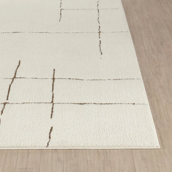 Ava Scandi Modern High Pile Ivory/Brown Area FEU2310
