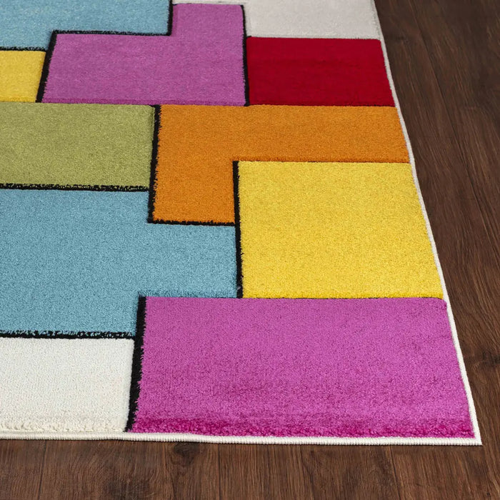 Limburg Geometric Pink Blue Green Red Graphic Living Dining Bedroom Rug LBU2314