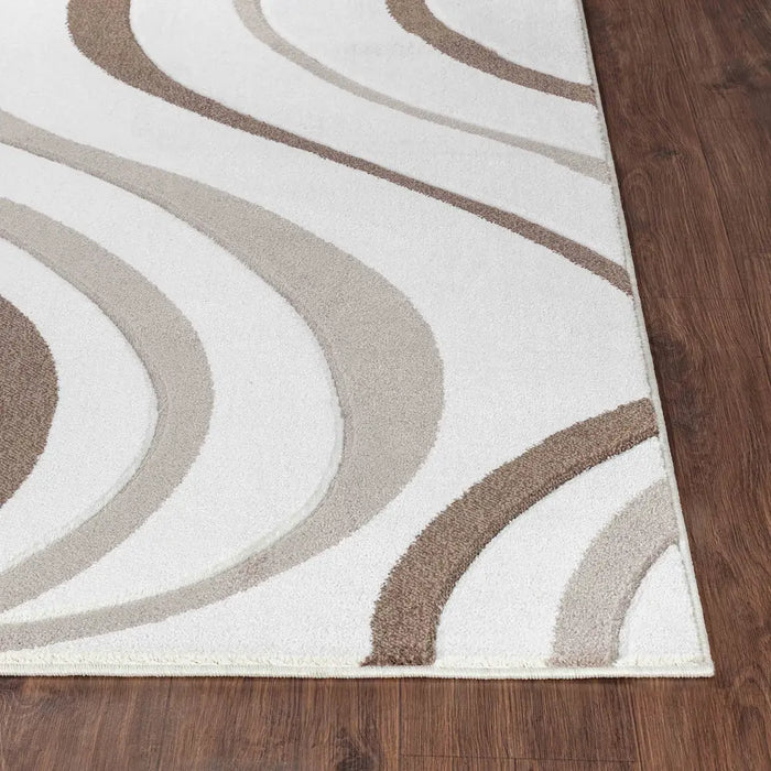 Limburg Modern Brown White Graphic Living Dining Bedroom Rug LBU2319