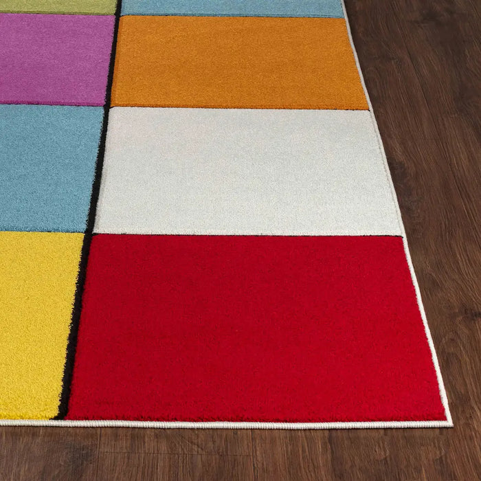 Limburg Geometric Orange Yellow Green Blue Graphic Living Dining Bedroom Rug LBU2323
