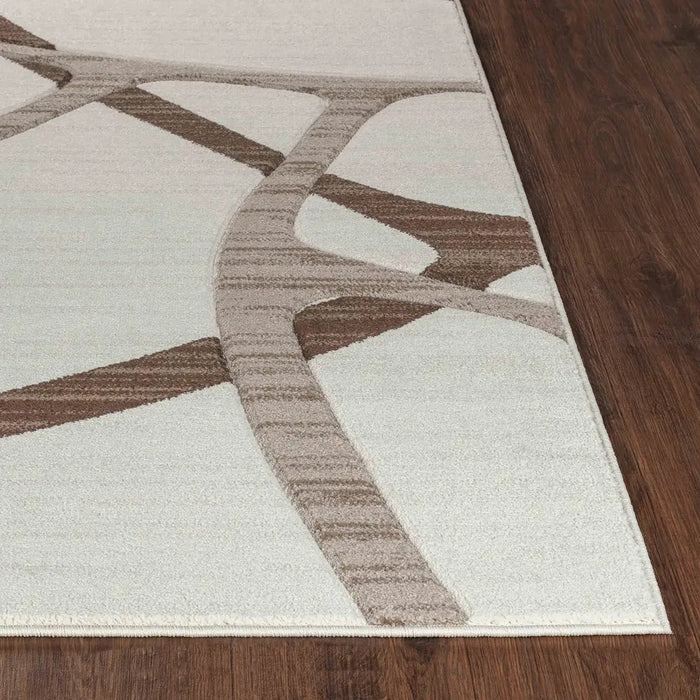 Limburg Modern Brown Beige White Graphic Living Dining Bedroom Rug LBU2325