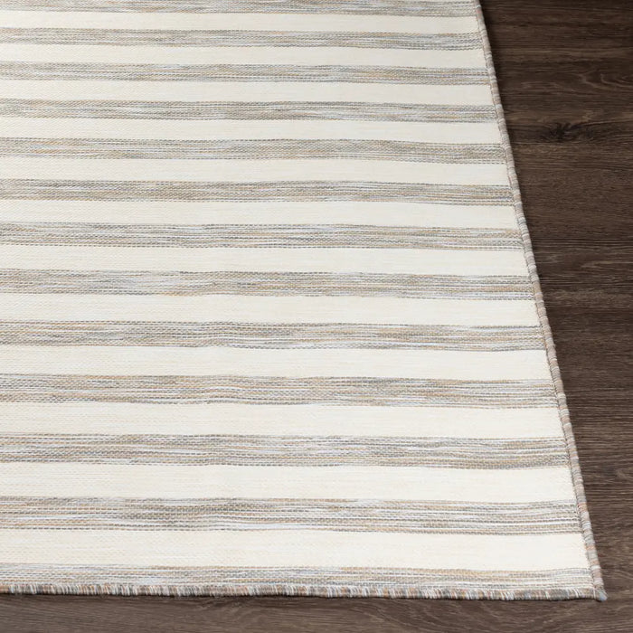Pasadena Cottage Brown Grey Ivory Striped In & Outdoor Rug PSA2381
