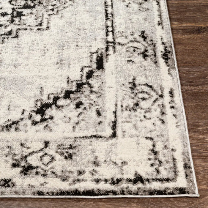 Pisa Vintage Black Grey OffWhite Traditional Boho Living Dining Bedroom Rug PSS2314