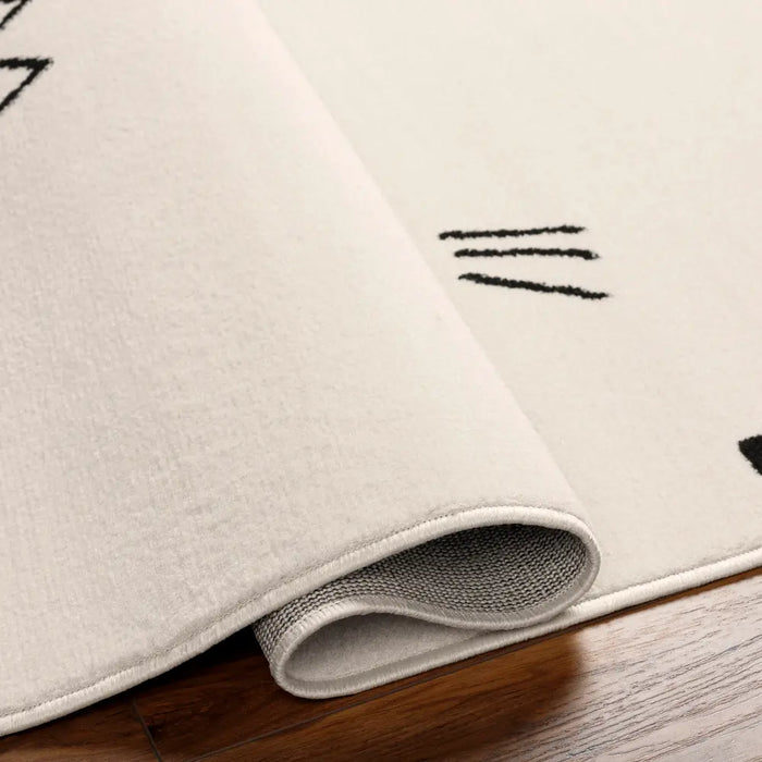 Pisa Modern OffWhite Black Living Dining Bedroom Rug PSS2356