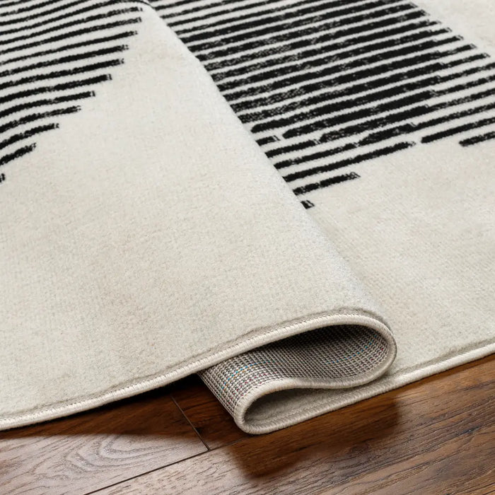 Pisa Modern Black OffWhite Grey Graphic Living Dining Bedroom Rug PSS2364