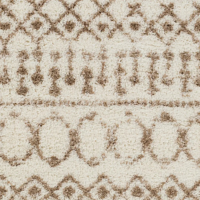 Saanjh Shaggy Geometric Plush Pile Beige Area ALH2303