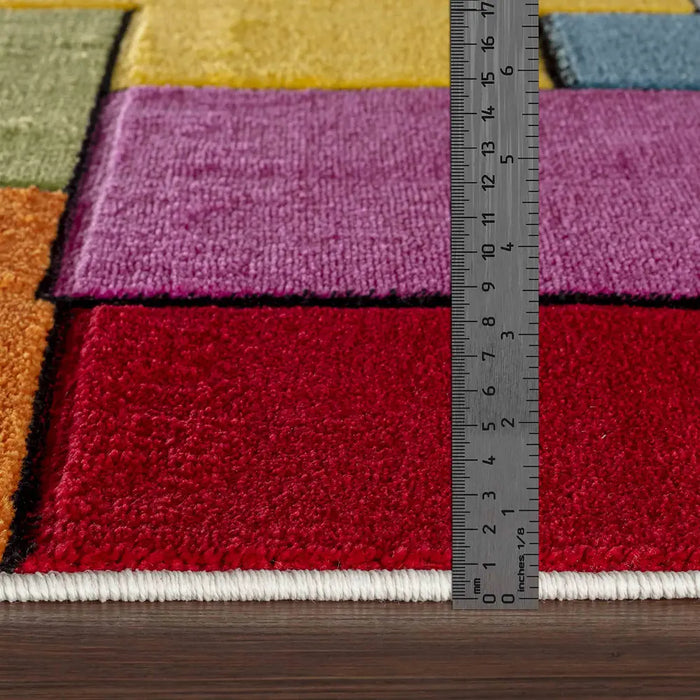 Limburg Geometric Pink Blue Green Red Graphic Living Dining Bedroom Rug LBU2314