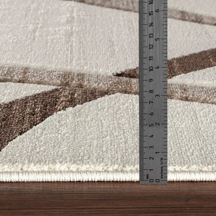 Limburg Modern Brown Beige White Graphic Living Dining Bedroom Rug LBU2325