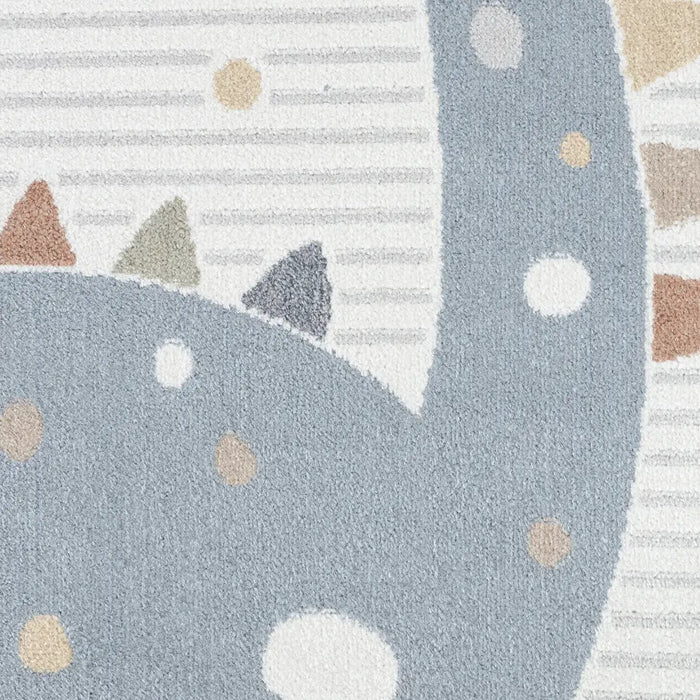 Dino Kids Machine Washable Beige/Grey Bedroom Area LLL2346