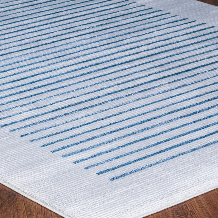 Kaysa Scandi Modern Dark Blue Striped Rug LSR2333
