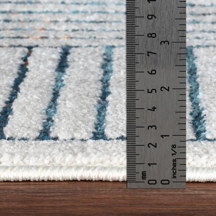 Nocibe Modern Grey Blue White Living Dining Bedroom Rug NOC2322
