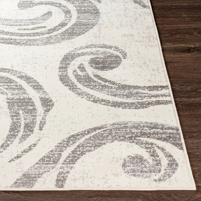 Pisa Modern Grey OffWhite Black Living Dining Bedroom Rug PSS2320