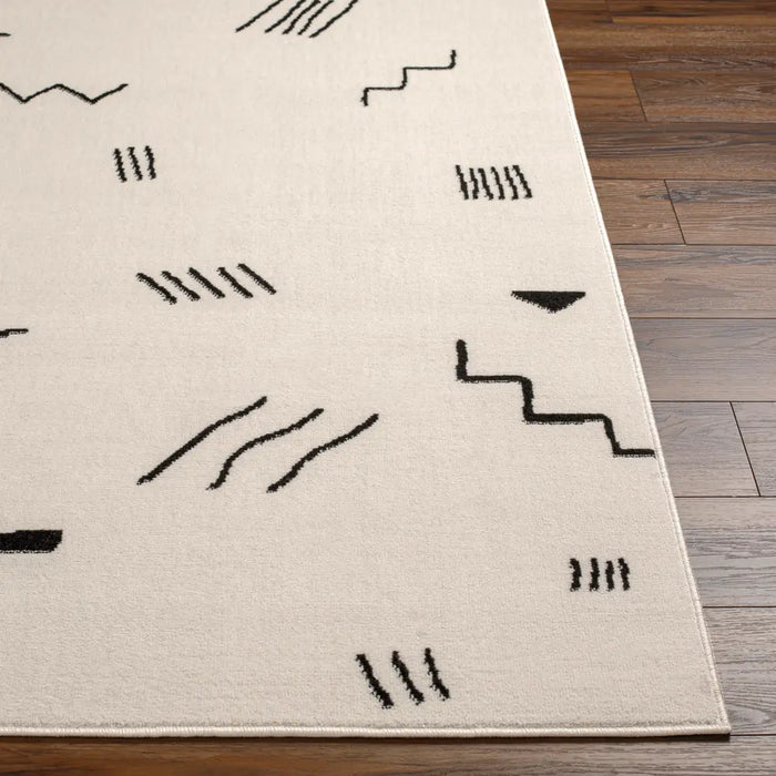 Pisa Modern OffWhite Black Living Dining Bedroom Rug PSS2356