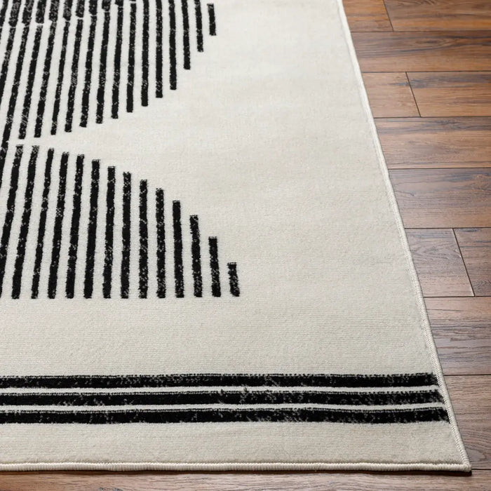 Pisa Modern Black OffWhite Grey Graphic Living Dining Bedroom Rug PSS2364