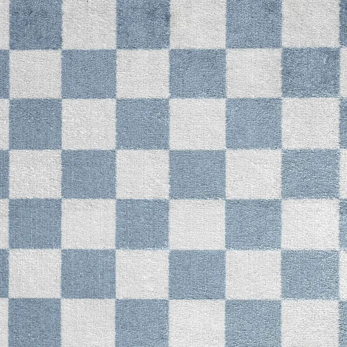 Kush LillianWashable Blue Ivory Checkered Living Dining Rug LLL2337