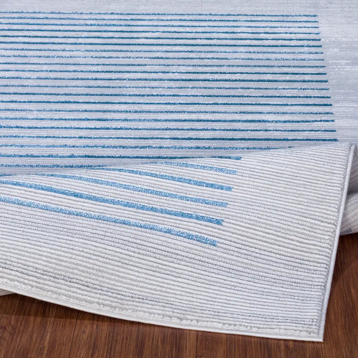 Kaysa Scandi Modern Dark Blue Striped Rug LSR2333