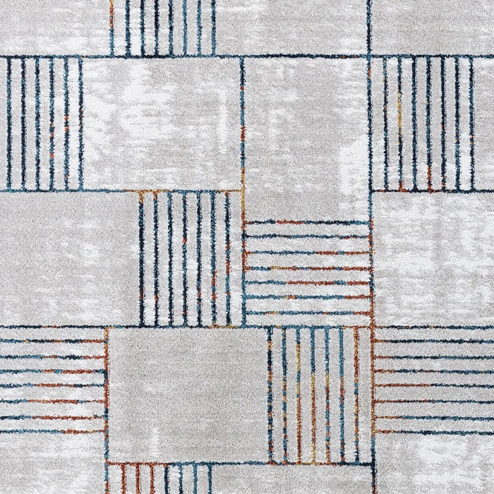 Nocibe Modern Grey Blue White Living Dining Bedroom Rug NOC2322