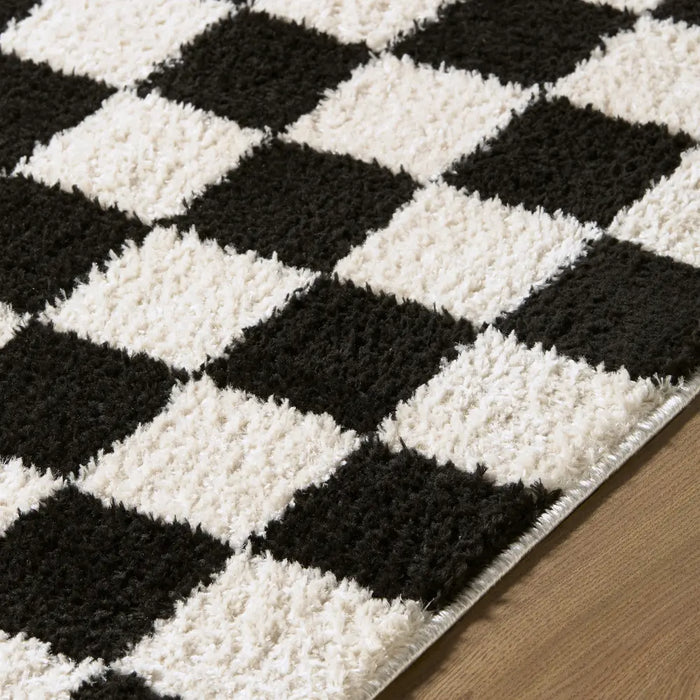 Fossay Shag Washable Modern High Pile Checkered FSG2347 Rug