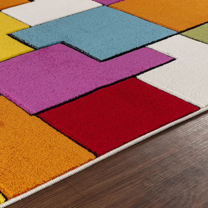 Limburg Geometric Pink Blue Green Red Graphic Living Dining Bedroom Rug LBU2314