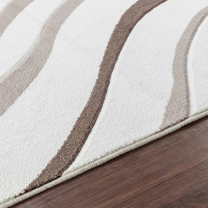 Limburg Modern Brown White Graphic Living Dining Bedroom Rug LBU2319