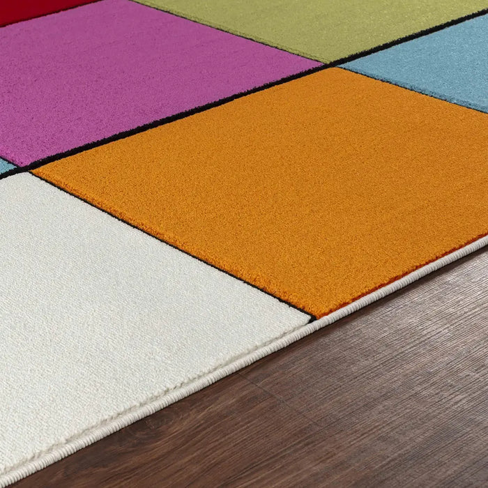 Limburg Geometric Orange Yellow Green Blue Graphic Living Dining Bedroom Rug LBU2323