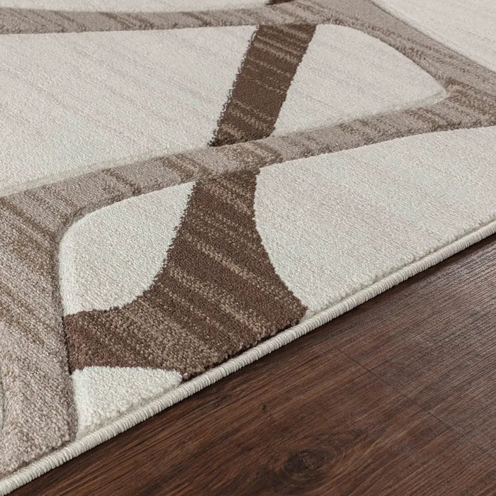 Limburg Modern Brown Beige White Graphic Living Dining Bedroom Rug LBU2325