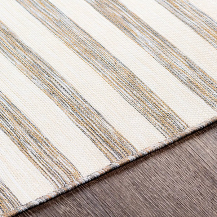 Pasadena Cottage Brown Grey Ivory Striped In & Outdoor Rug PSA2381