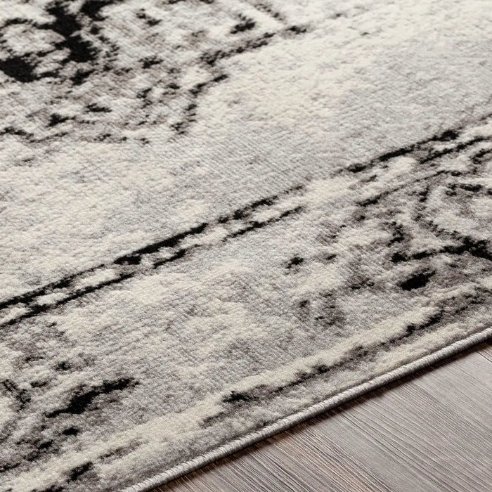 Pisa Vintage Black Grey OffWhite Traditional Boho Living Dining Bedroom Rug PSS2314